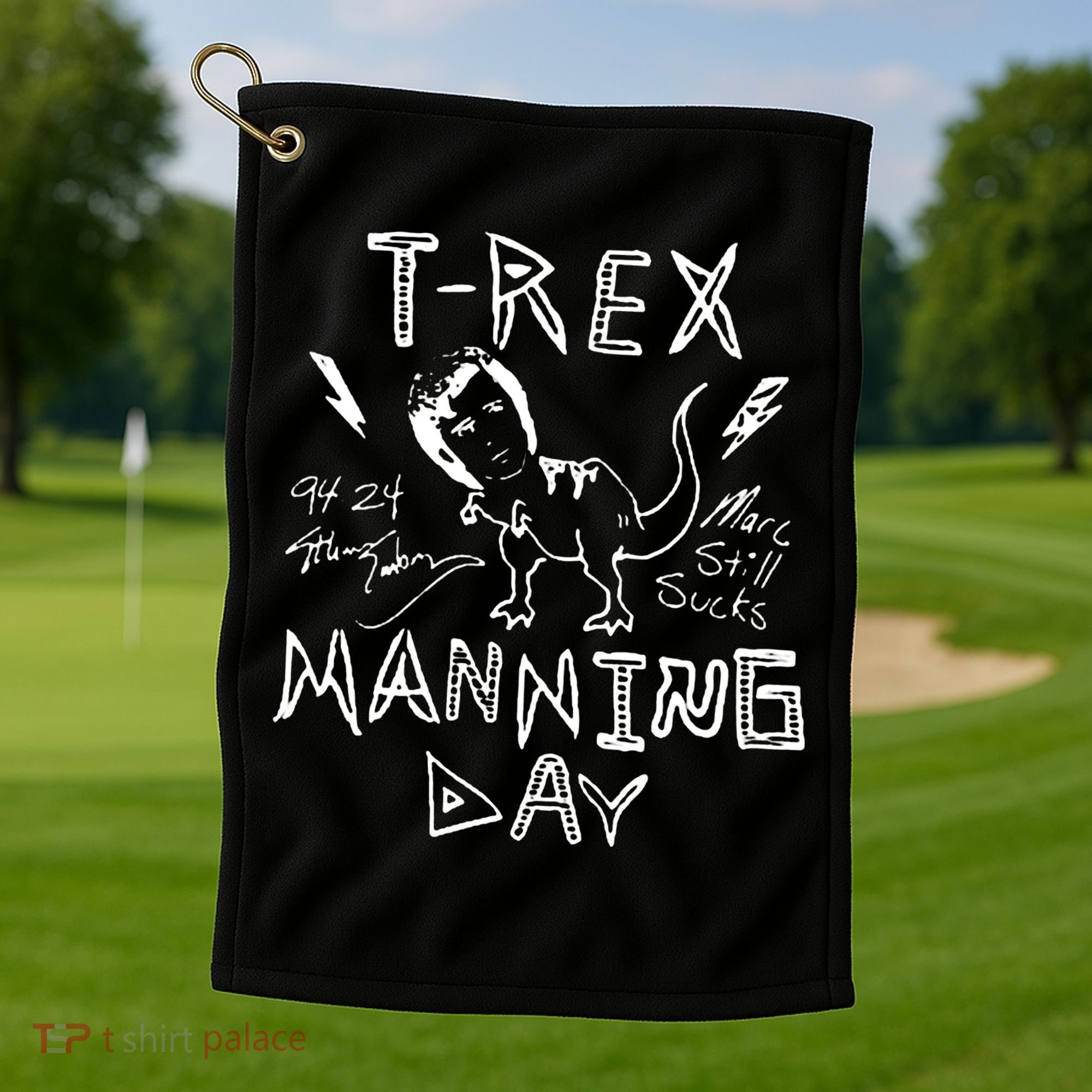 T Rex Manning Day Retro 90s Golf Towel
