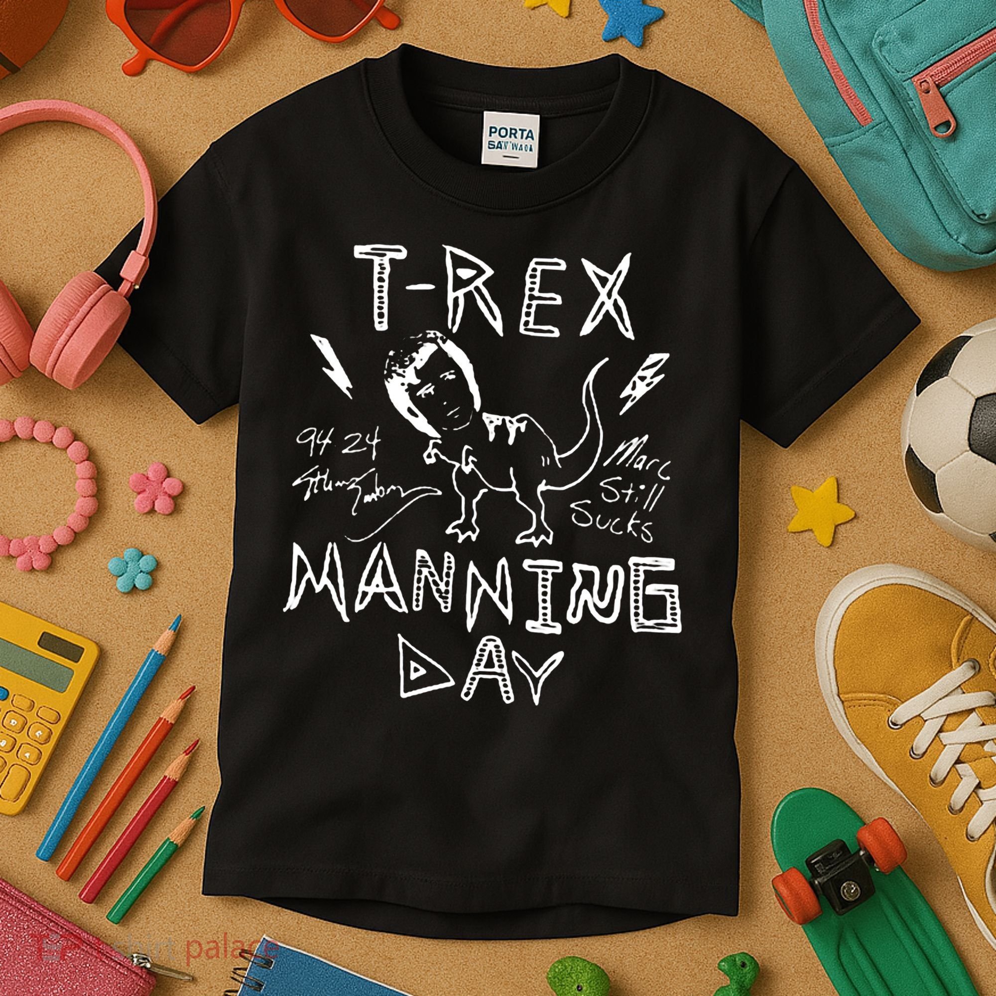 T Rex Manning Day Retro 90s Kids T-Shirt