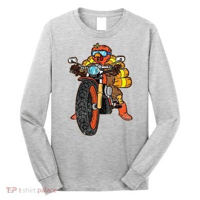 Turkey Riding Motorcycle Thanksgiving Day Cool Biker Rider Long Sleeve Shirt