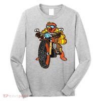 Turkey Riding Motorcycle Thanksgiving Day Cool Biker Rider Long Sleeve Shirt thumb 0