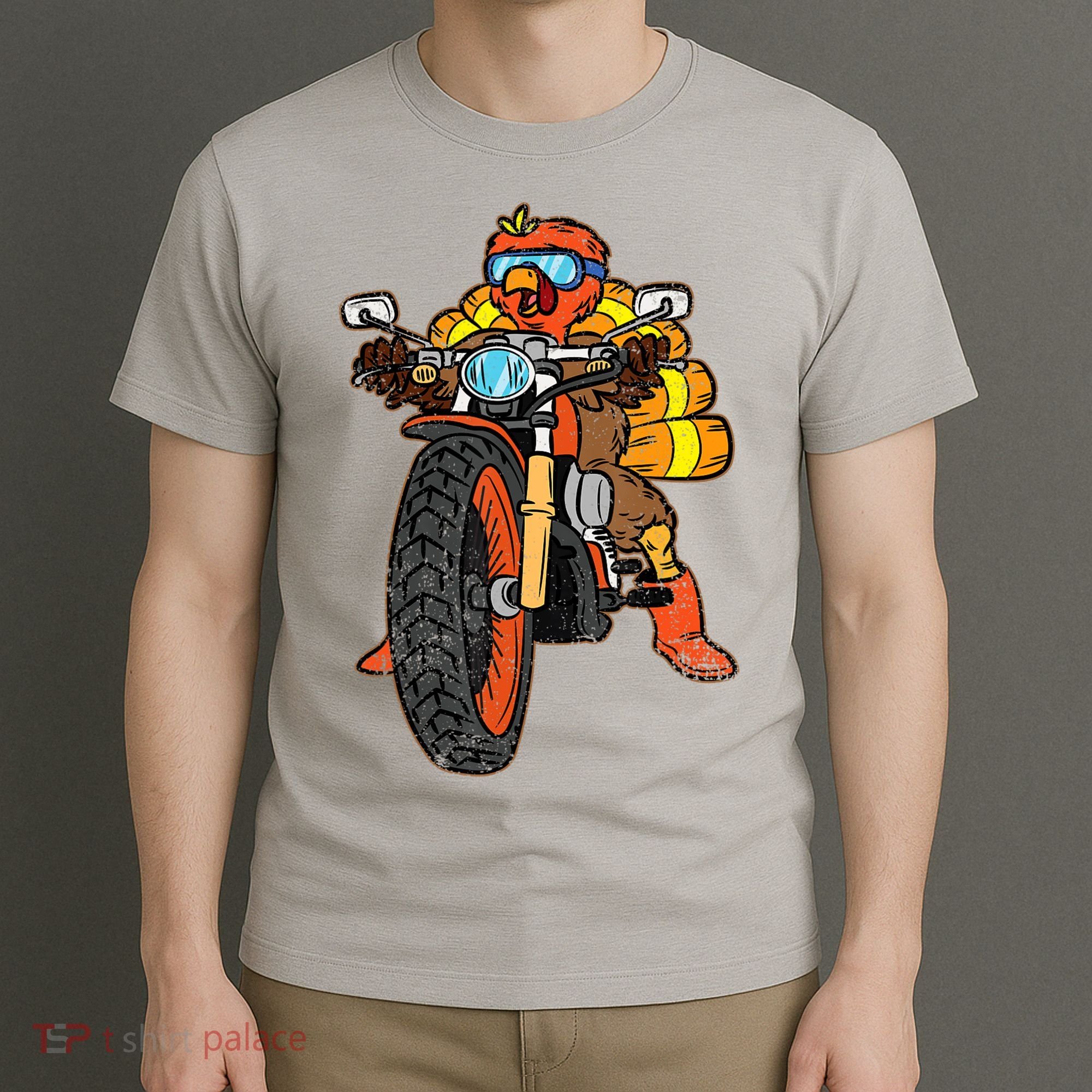 Turkey Riding Motorcycle Thanksgiving Day Cool Biker Rider T-Shirt
