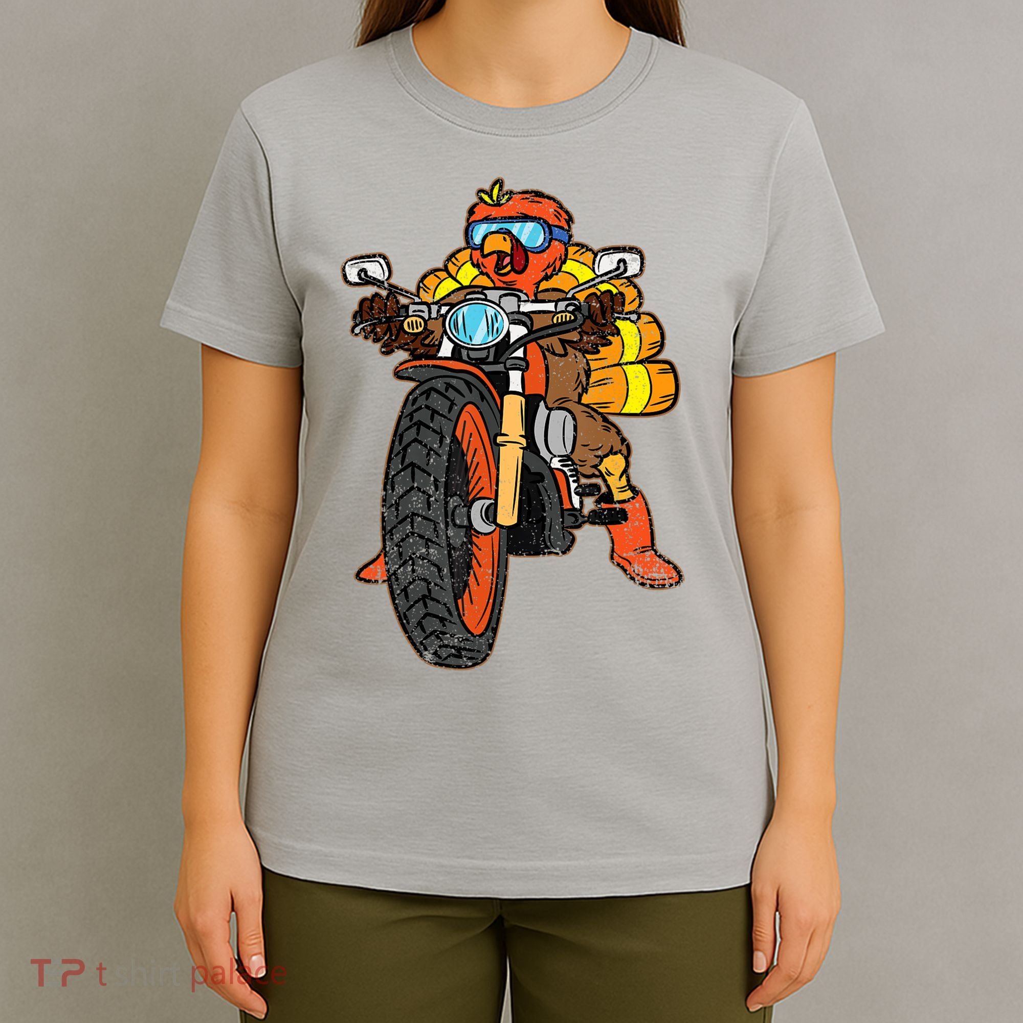 Turkey Riding Motorcycle Thanksgiving Day Cool Biker Rider T-Shirt