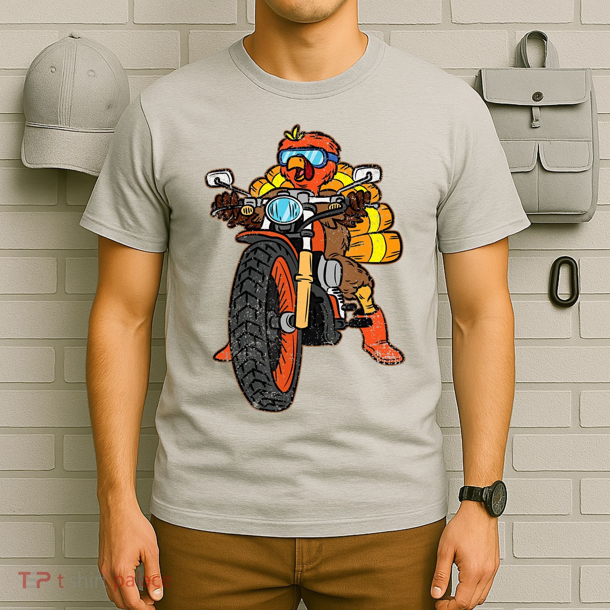 Turkey Riding Motorcycle Thanksgiving Day Cool Biker Rider T-Shirt