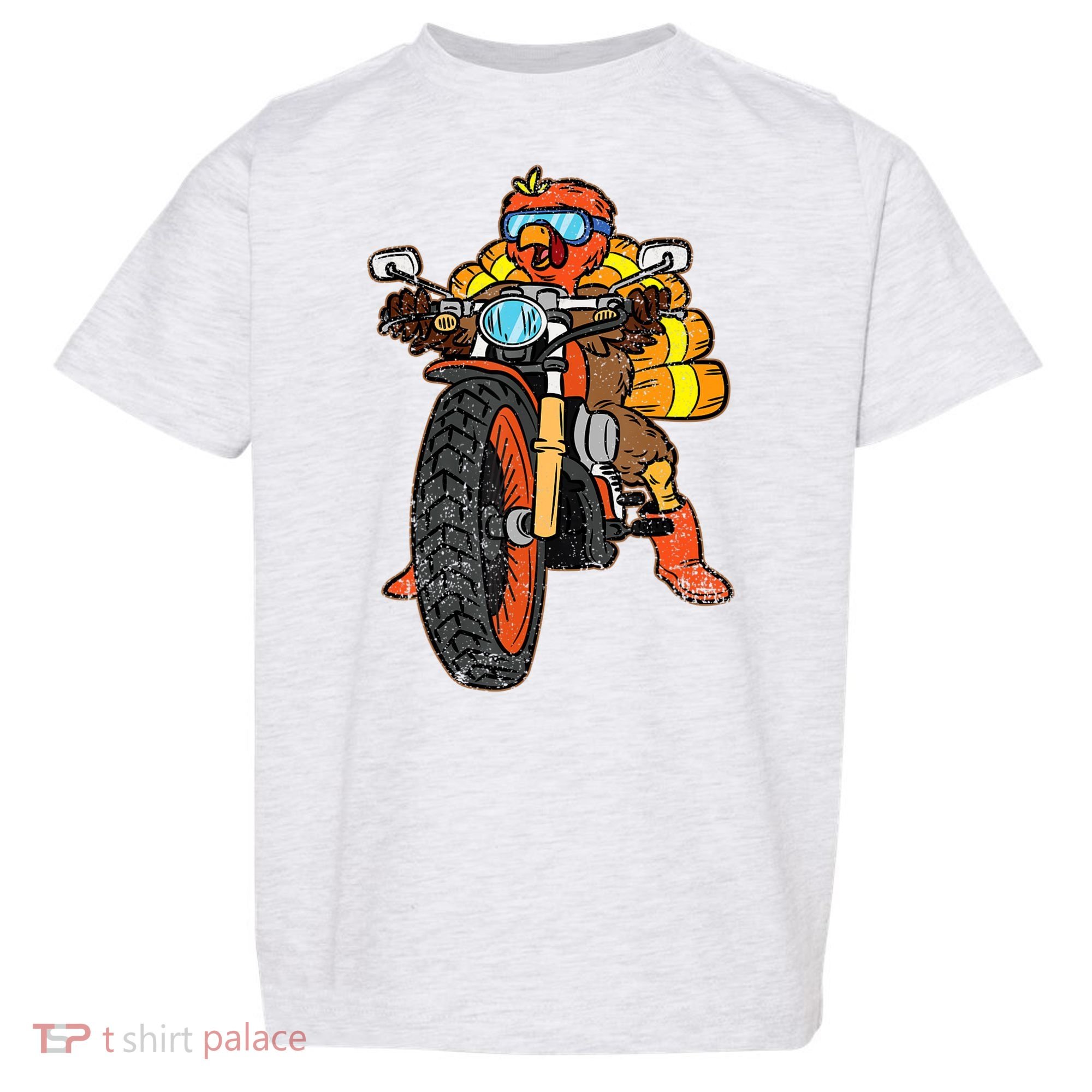 Turkey Riding Motorcycle Thanksgiving Day Cool Biker Rider Toddler T-Shirt