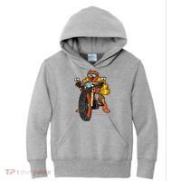 Turkey Riding Motorcycle Thanksgiving Day Cool Biker Rider Kids Hoodie thumb 0