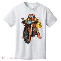 Turkey Riding Motorcycle Thanksgiving Day Cool Biker Rider Kids T-Shirt thumb 0