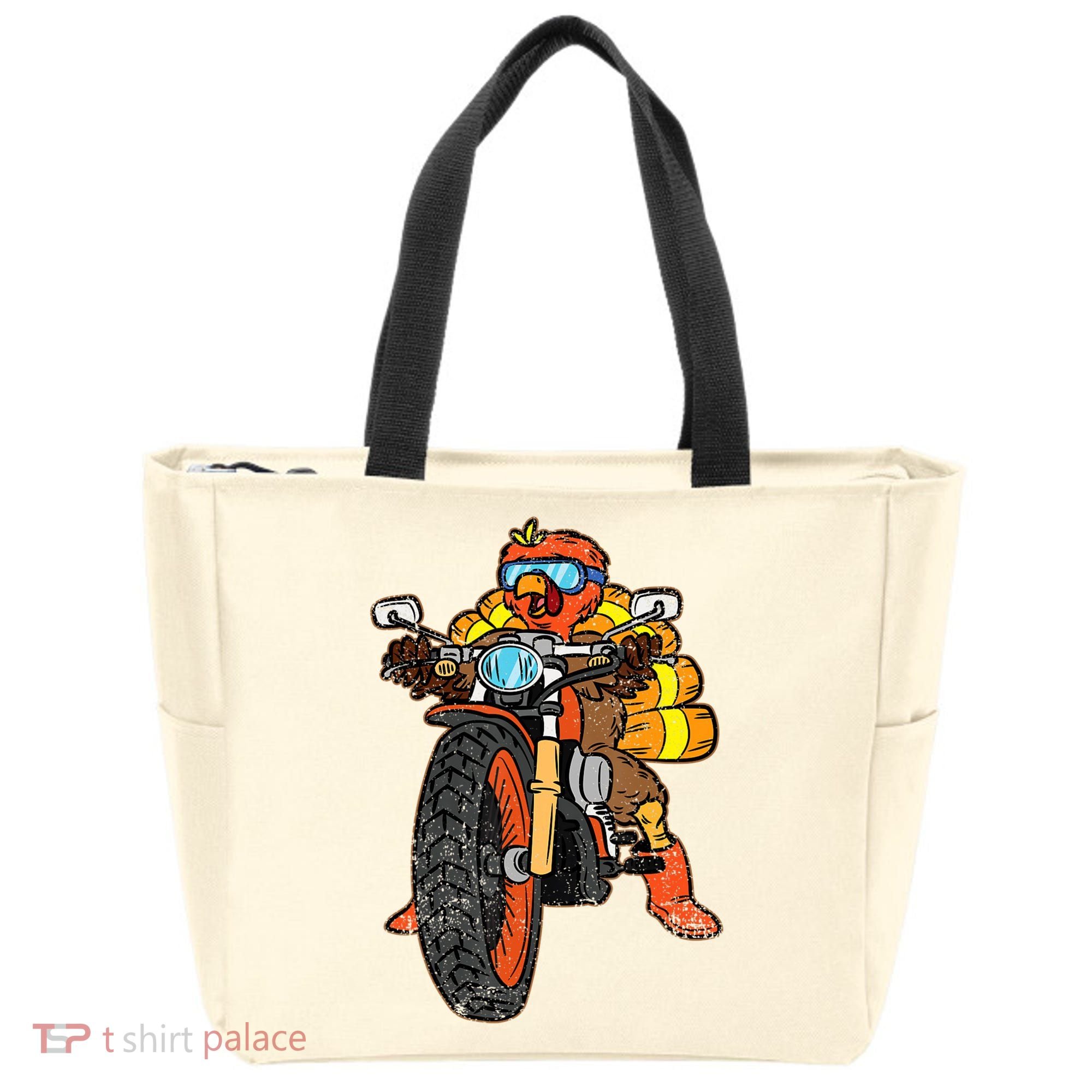 Turkey Riding Motorcycle Thanksgiving Day Cool Biker Rider Tote Bag