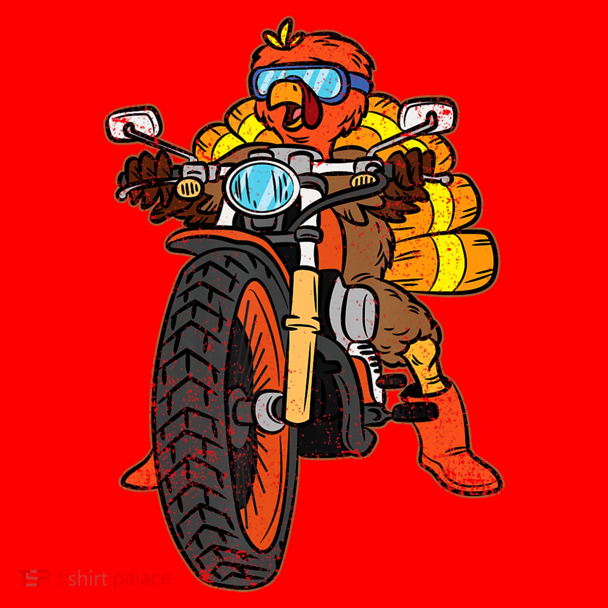 Turkey Riding Motorcycle Thanksgiving Day Cool Biker Rider Santa Hat