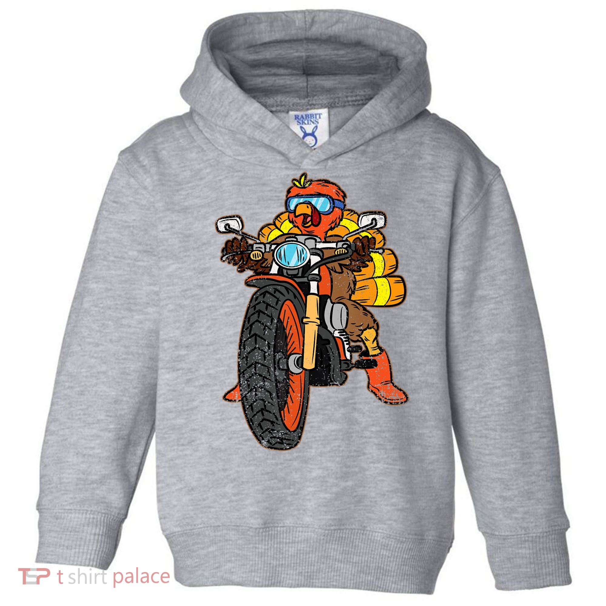 Turkey Riding Motorcycle Thanksgiving Day Cool Biker Rider Toddler Hoodie