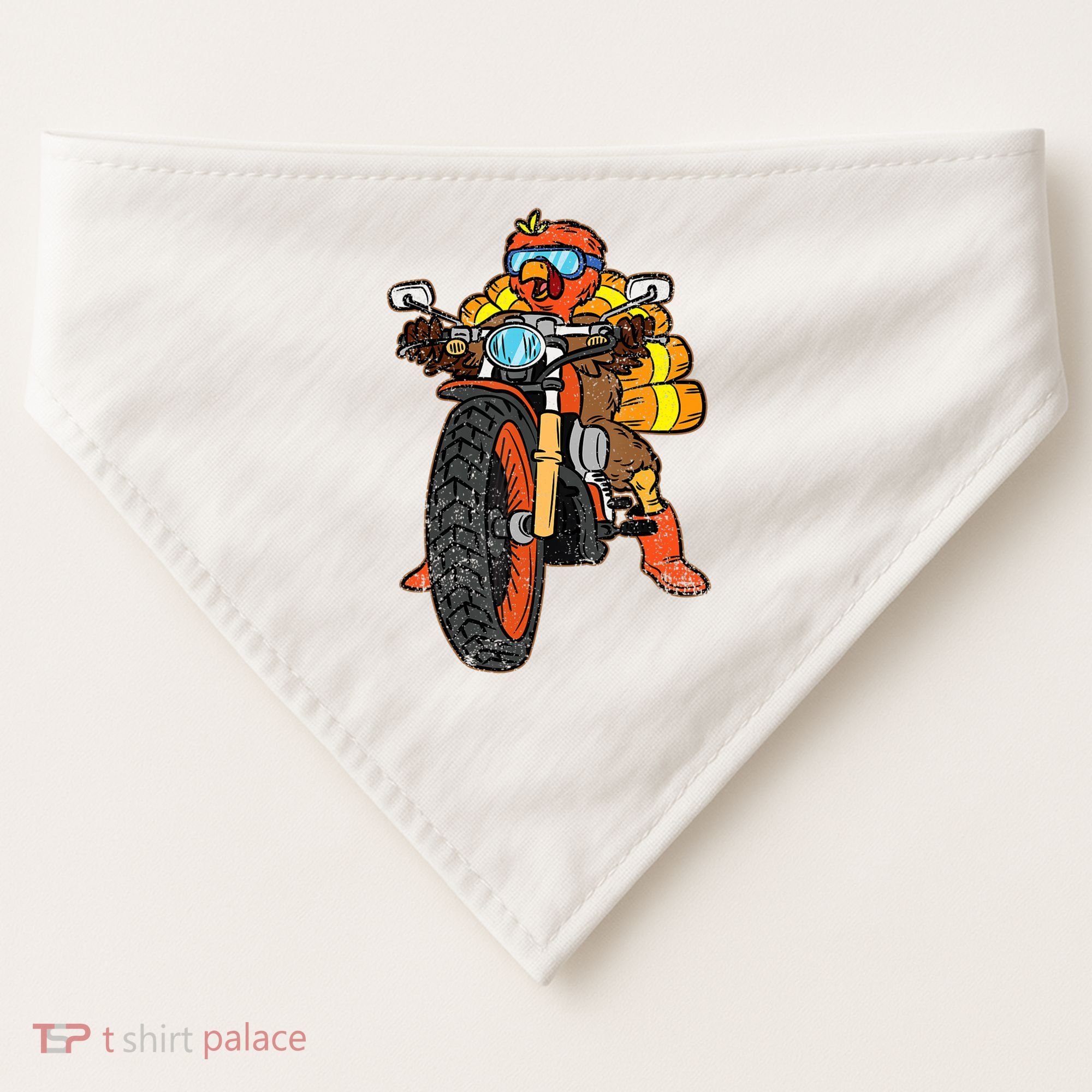 Turkey Riding Motorcycle Thanksgiving Day Cool Biker Rider USA-Made Doggie Bandana