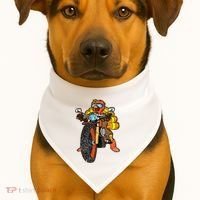 Turkey Riding Motorcycle Thanksgiving Day Cool Biker Rider USA-Made Doggie Bandana thumb 1