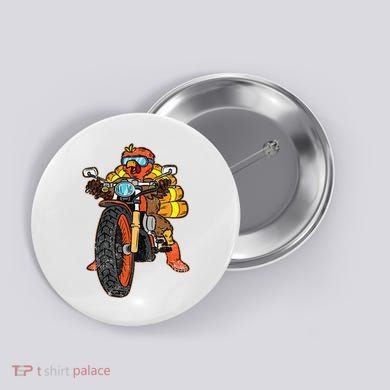 Turkey Riding Motorcycle Thanksgiving Day Cool Biker Rider Button
