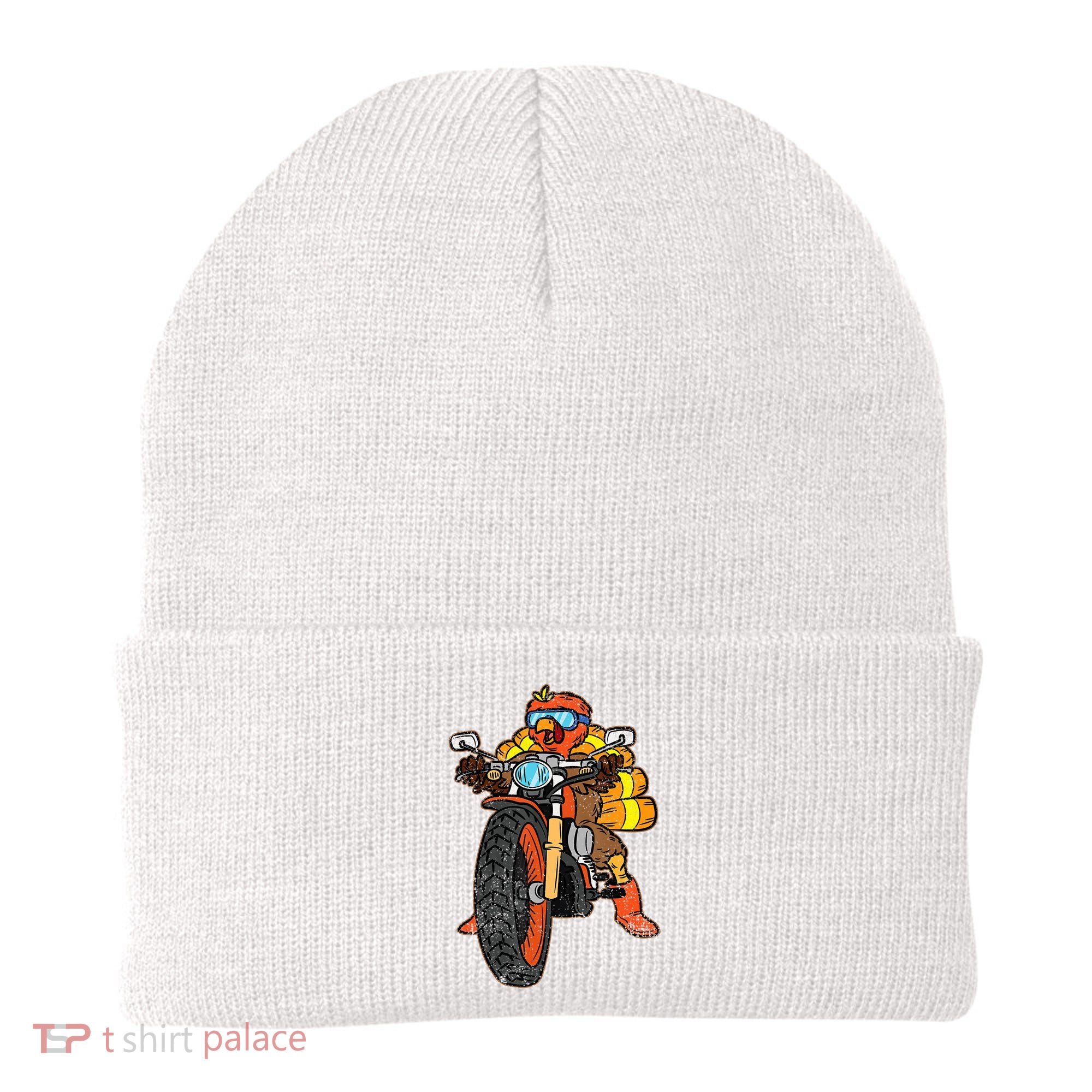 Turkey Riding Motorcycle Thanksgiving Day Cool Biker Rider Beanie