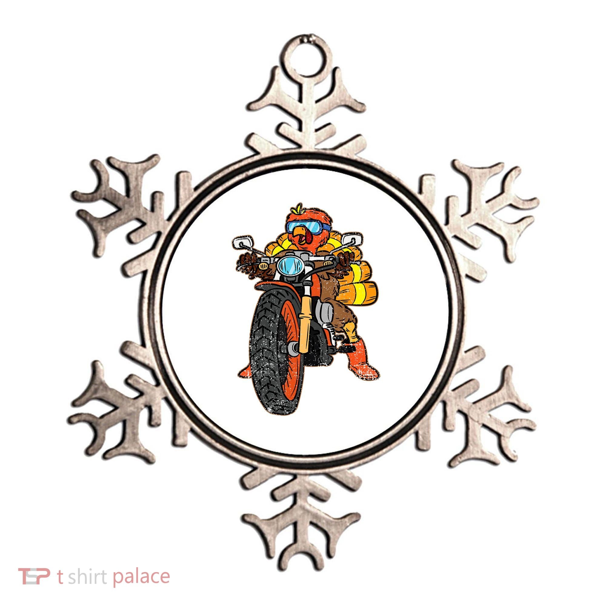 Turkey Riding Motorcycle Thanksgiving Day Cool Biker Rider Ornament