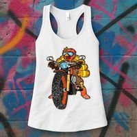 Turkey Riding Motorcycle Thanksgiving Day Cool Biker Rider Women's Tank Top thumb 3