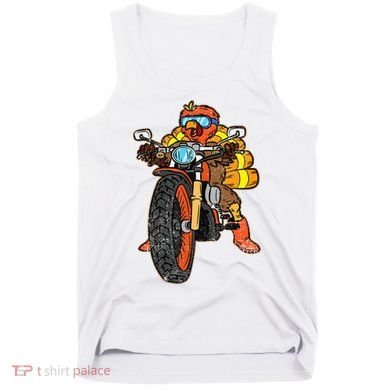 Turkey Riding Motorcycle Thanksgiving Day Cool Biker Rider Tank Top