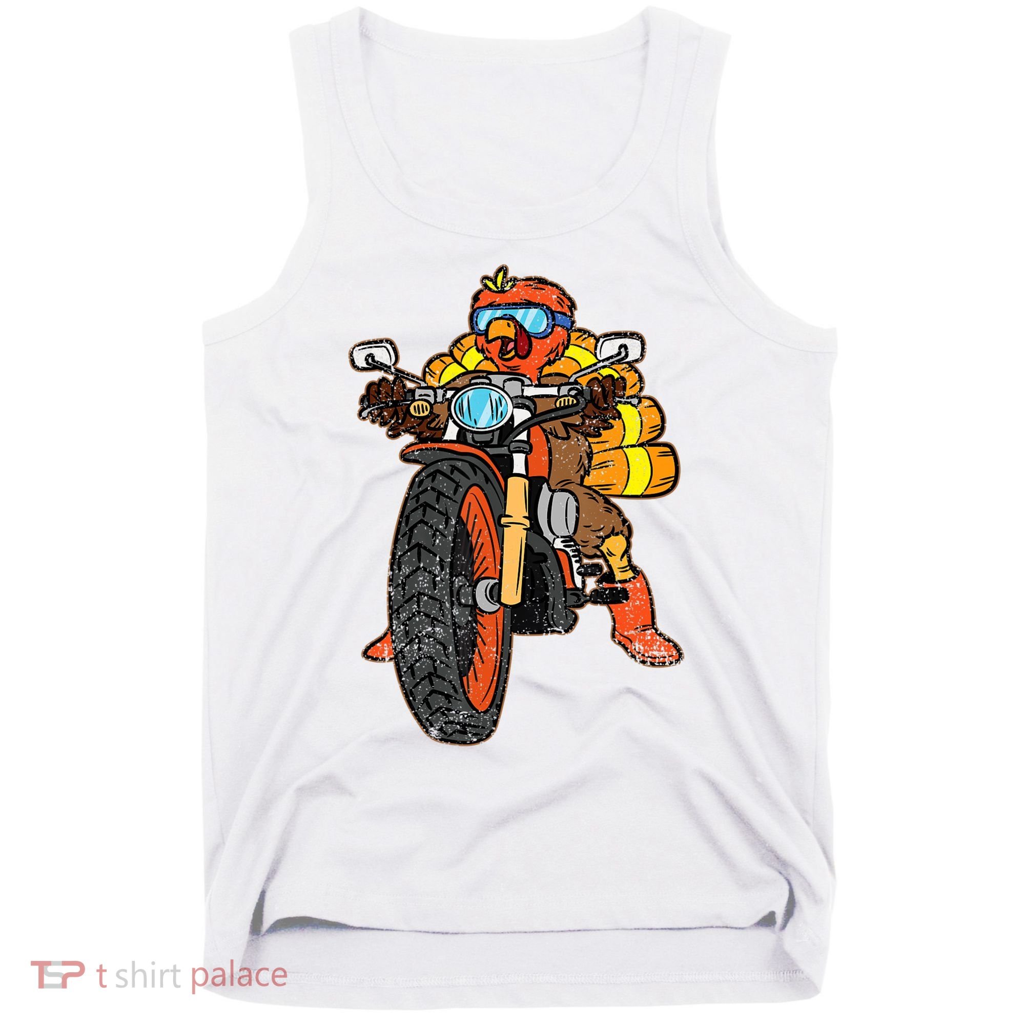 Turkey Riding Motorcycle Thanksgiving Day Cool Biker Rider Tank Top