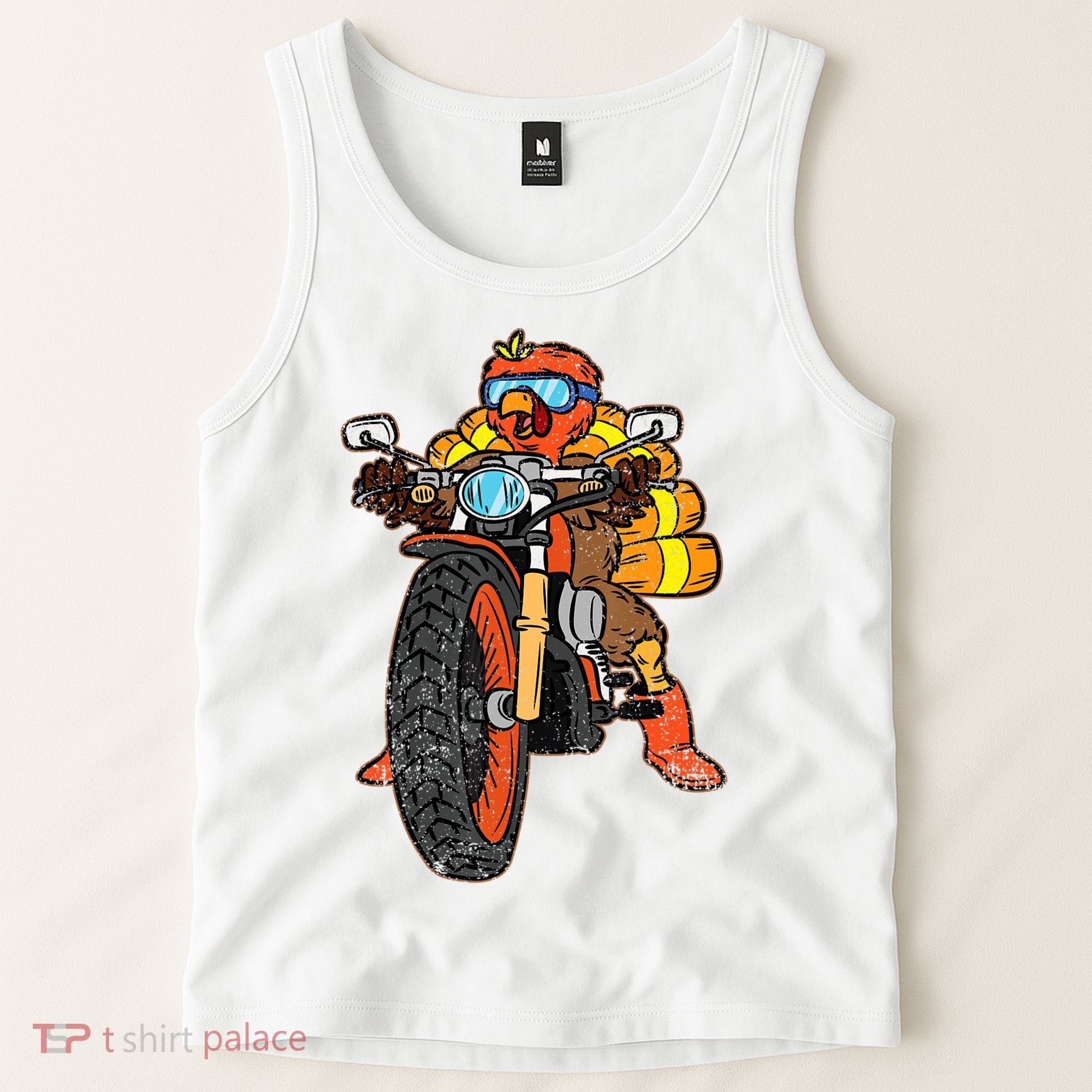 Turkey Riding Motorcycle Thanksgiving Day Cool Biker Rider Tank Top