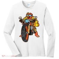 Turkey Riding Motorcycle Thanksgiving Day Cool Biker Rider Women's Long Sleeve Shirt thumb 0