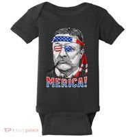 Theodore Roosevelt Merica 4th July Usa Us President Baby Bodysuit thumb 0