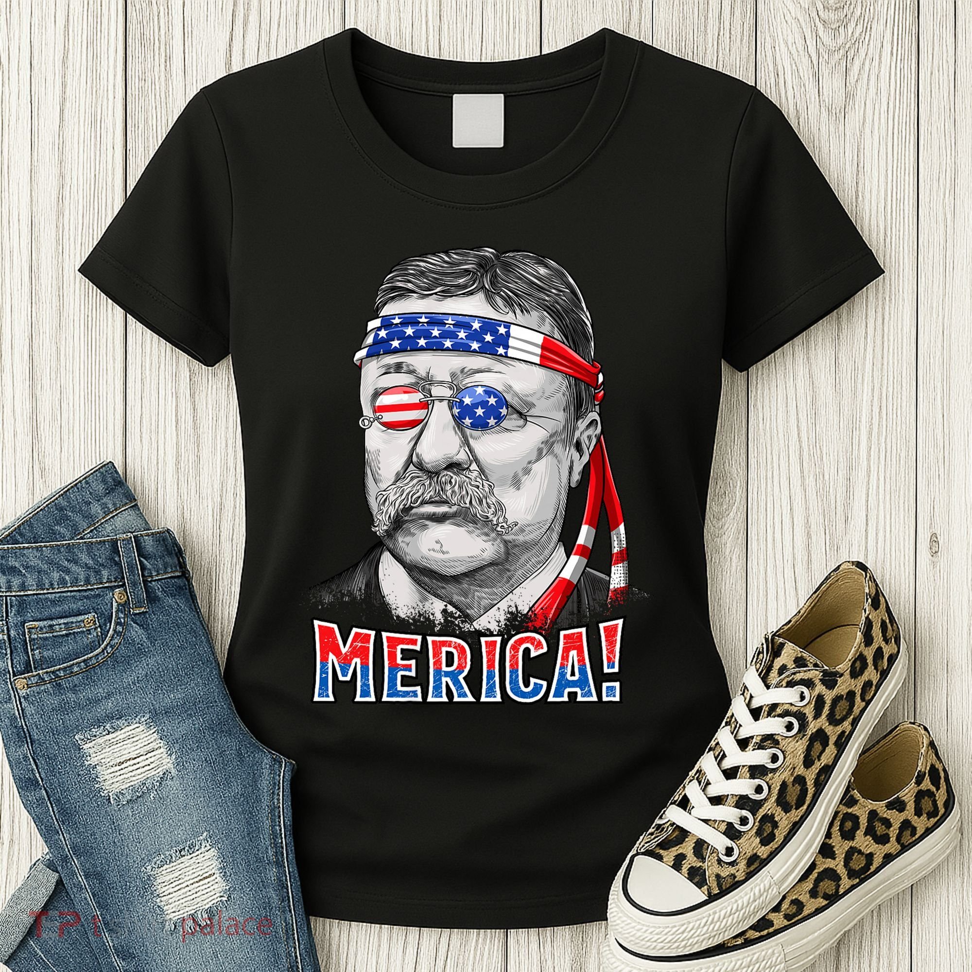 Theodore Roosevelt Merica 4th July Usa Us President Women's T-Shirt