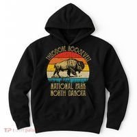 Theodore Roosevelt National Park North Dakota Buffalo Retro Hoodie thumb 0