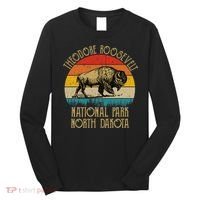 Theodore Roosevelt National Park North Dakota Buffalo Retro Long Sleeve Shirt thumb 0