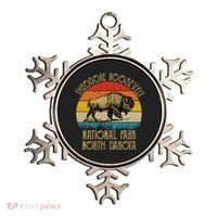 Theodore Roosevelt National Park North Dakota Buffalo Retro Ornament thumb 0
