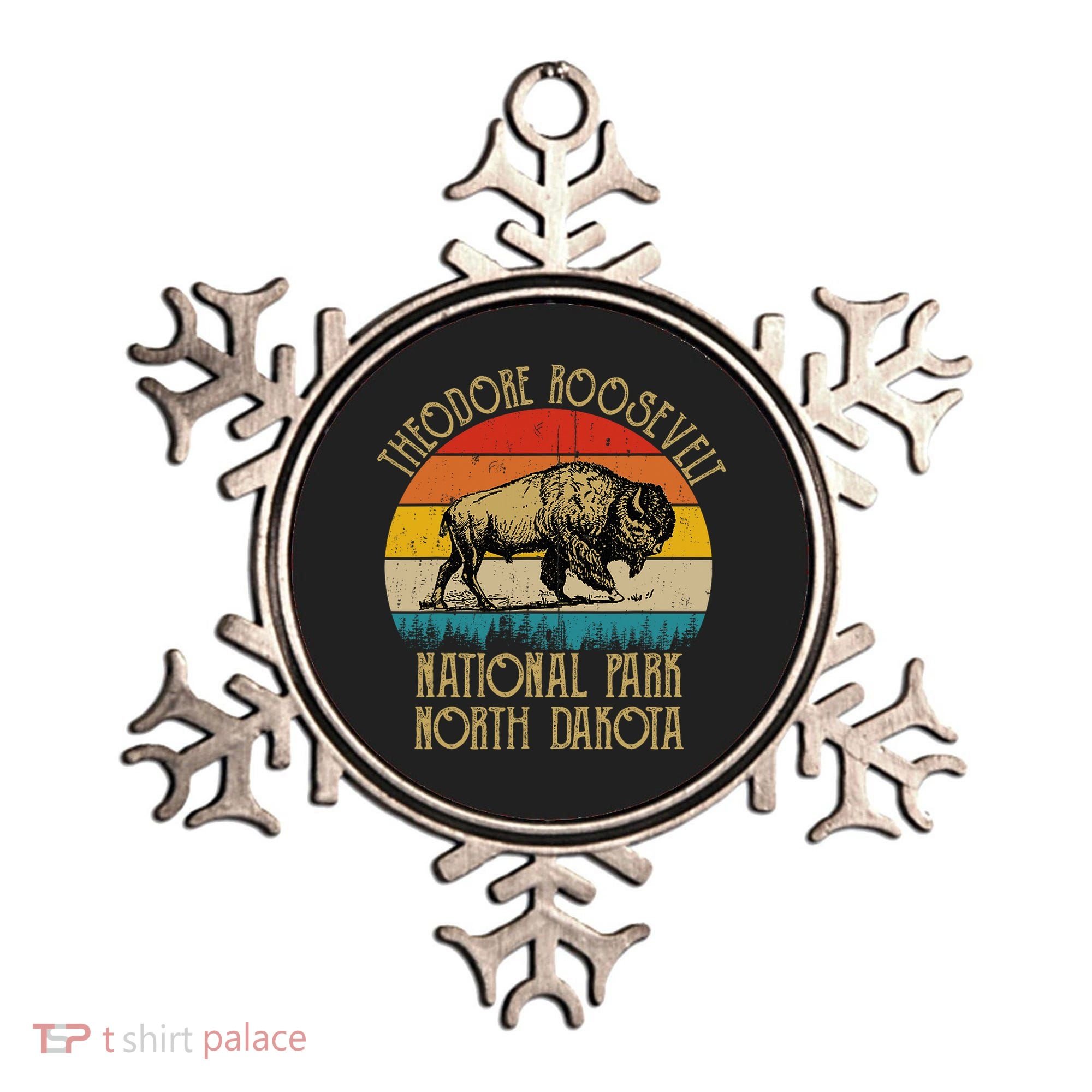 Theodore Roosevelt National Park North Dakota Buffalo Retro Ornament