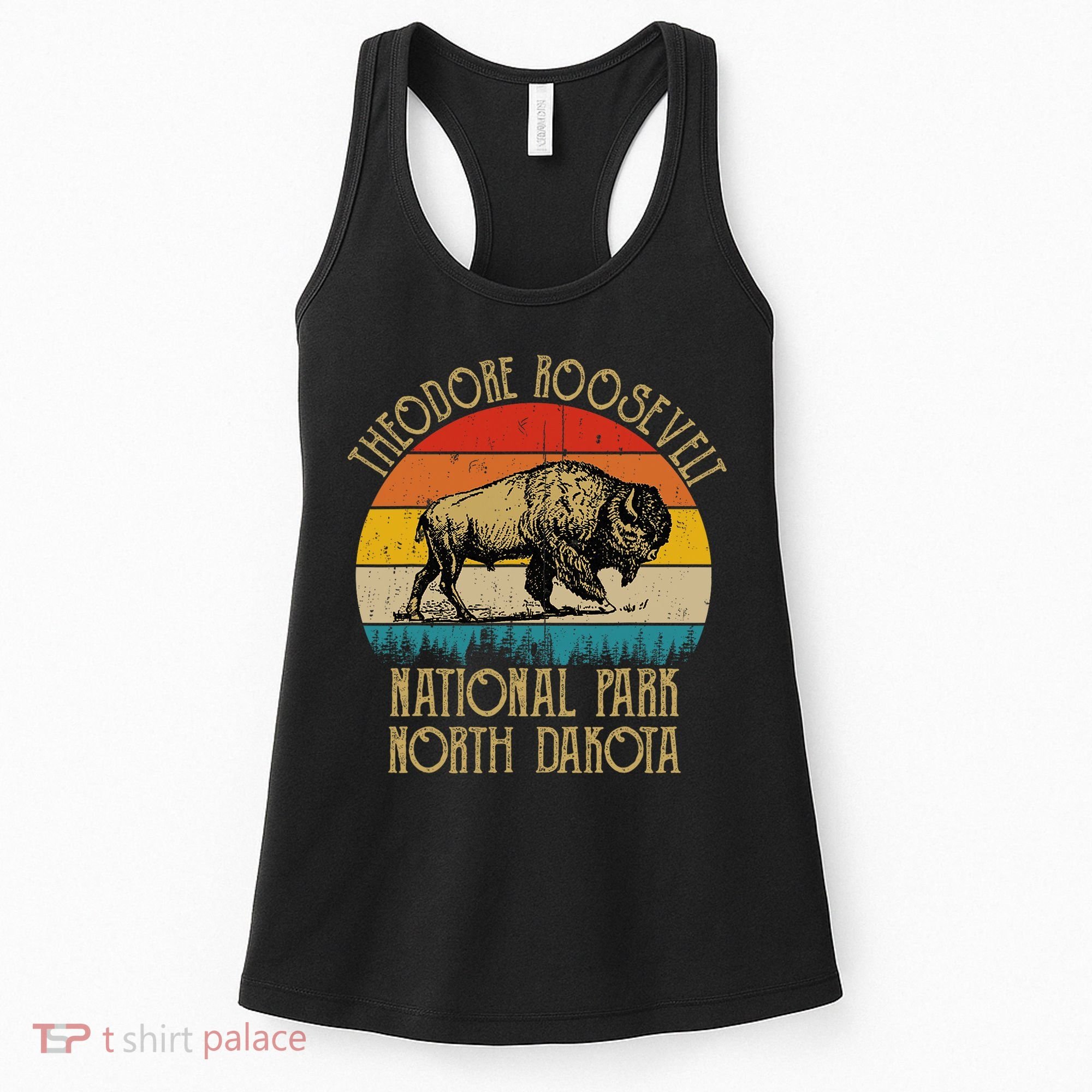 Theodore Roosevelt National Park North Dakota Buffalo Retro Women's Tank Top
