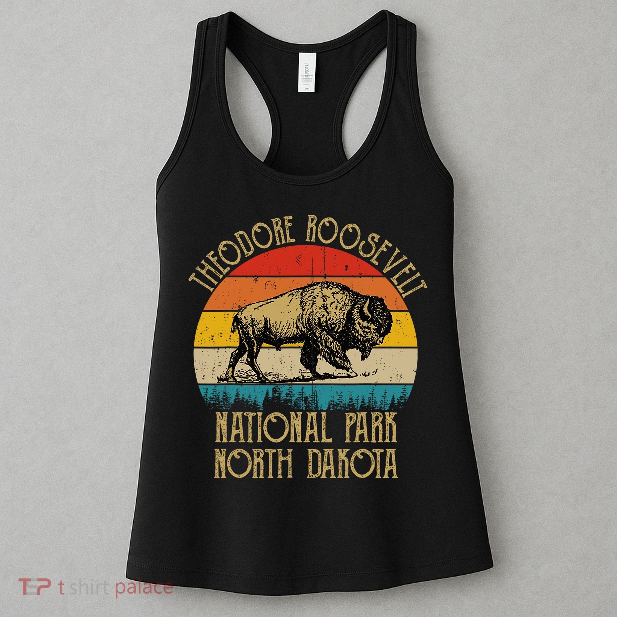Theodore Roosevelt National Park North Dakota Buffalo Retro Women's Tank Top
