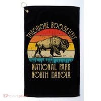 Theodore Roosevelt National Park North Dakota Buffalo Retro Golf Towel thumb 0