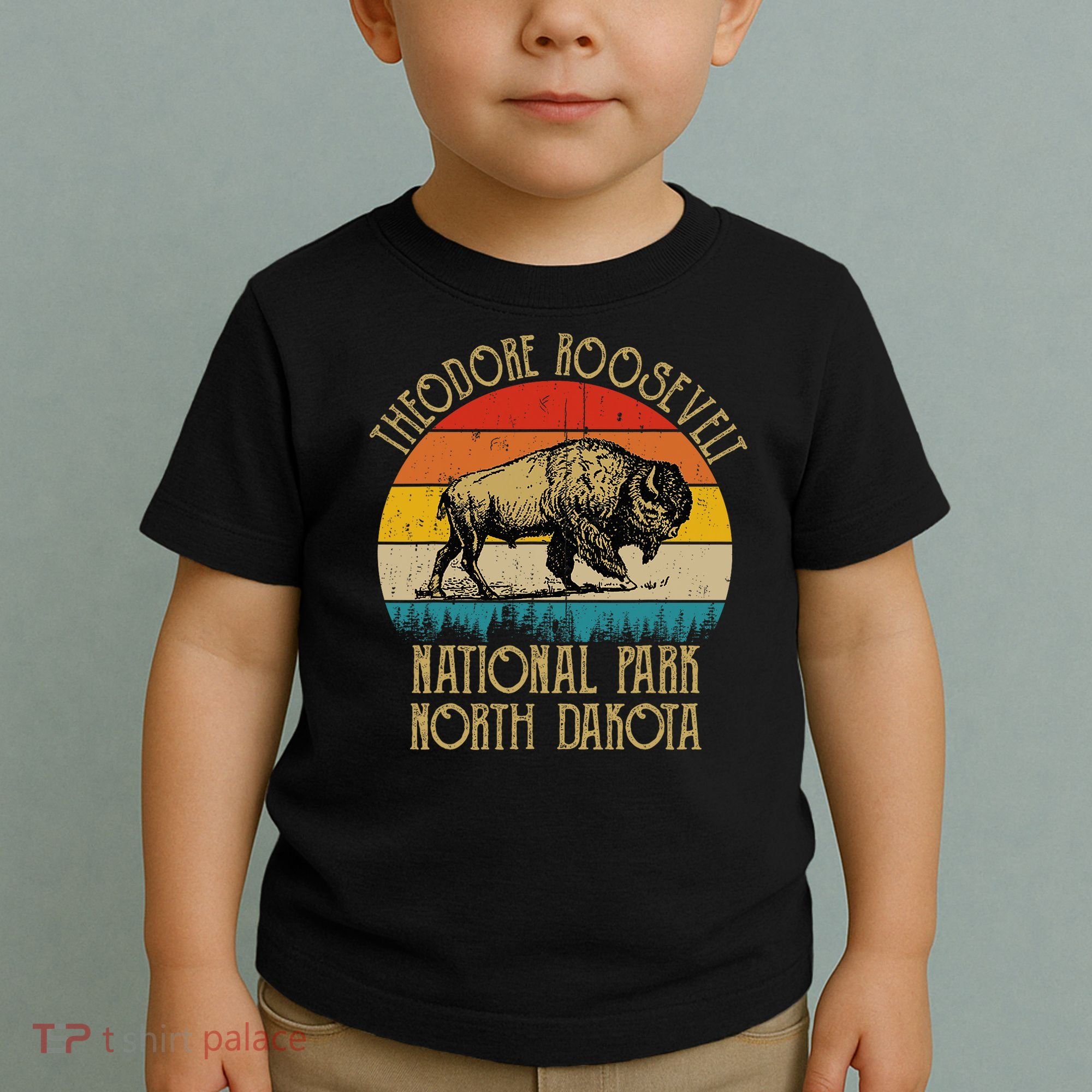 Theodore Roosevelt National Park North Dakota Buffalo Retro Toddler T-Shirt