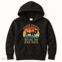 Theodore Roosevelt National Park North Dakota Buffalo Retro Kids Hoodie thumb 0