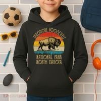 Theodore Roosevelt National Park North Dakota Buffalo Retro Kids Hoodie thumb 2