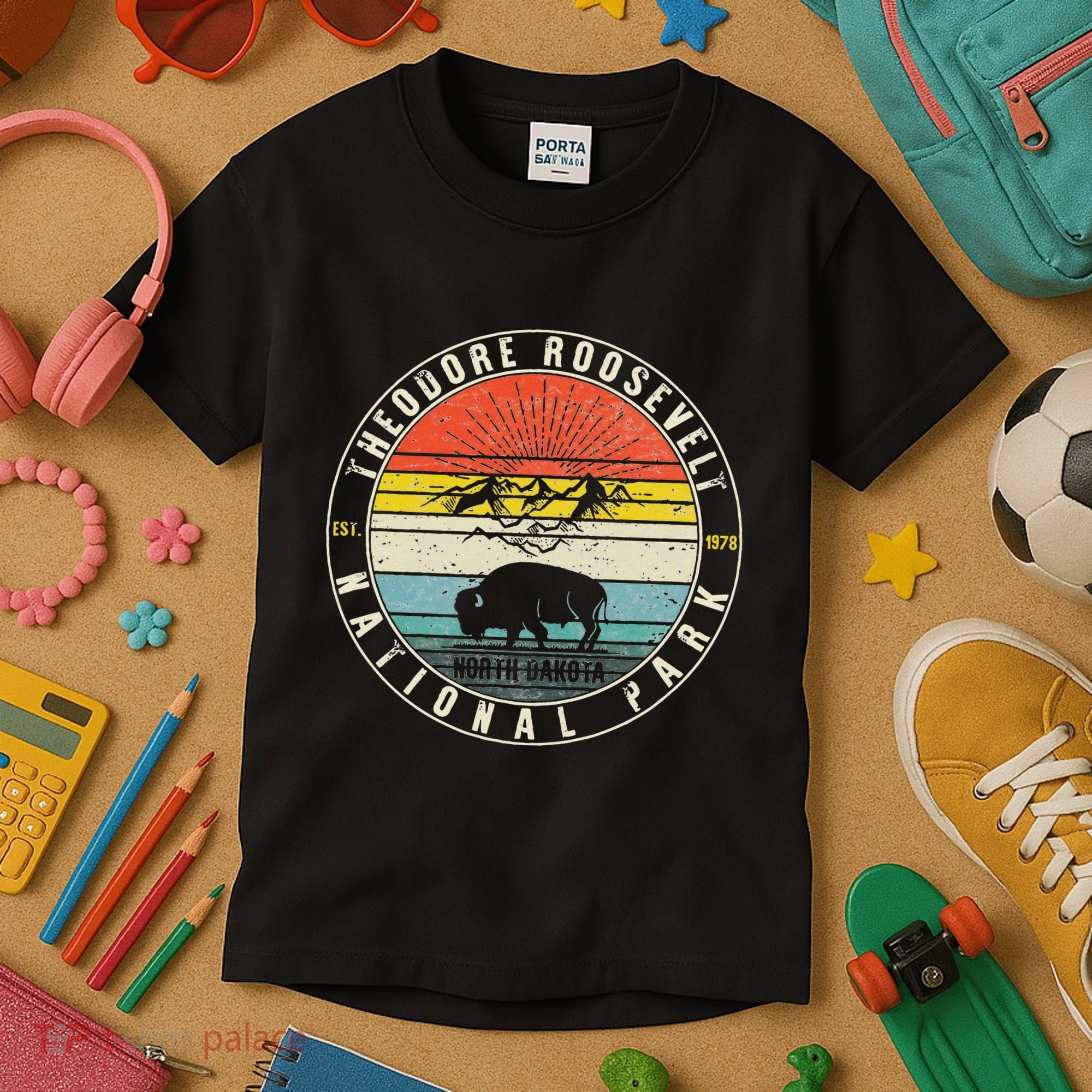Theodore Roosevelt National Park North Dakota Hiker Souvenir Kids T-Shirt