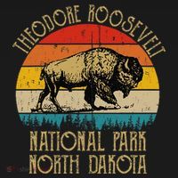 Theodore Roosevelt National Park North Dakota Buffalo Retro Long Sleeve Shirt thumb 2