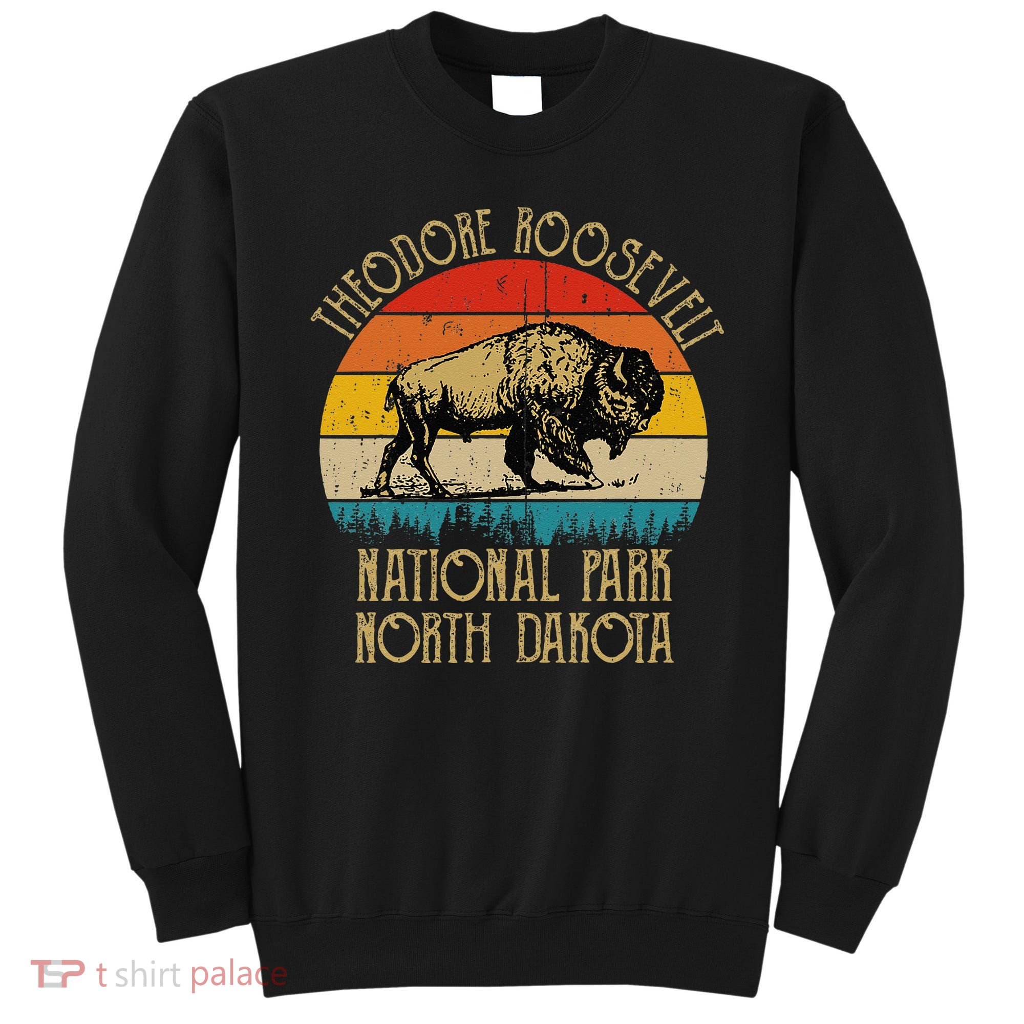 Theodore Roosevelt National Park North Dakota Buffalo Retro Sweatshirt