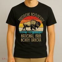 Theodore Roosevelt National Park North Dakota Buffalo Retro T-Shirt thumb 3