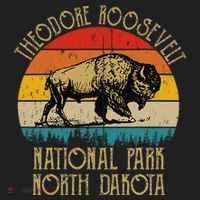 Theodore Roosevelt National Park North Dakota Buffalo Retro Beanie thumb 2