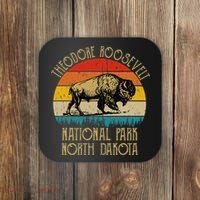 Theodore Roosevelt National Park North Dakota Buffalo Retro Coaster thumb 0