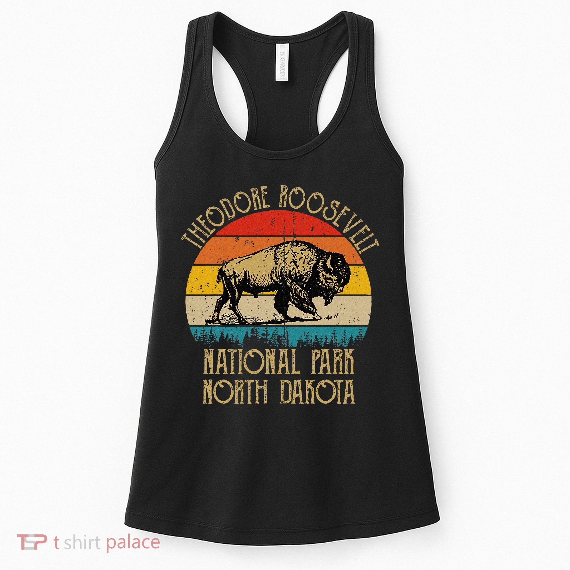 Theodore Roosevelt National Park North Dakota Buffalo Retro Women's Tank Top
