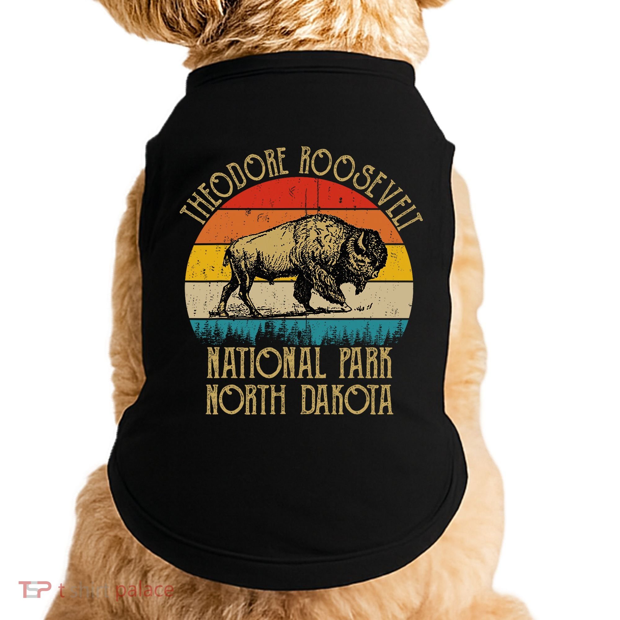 Theodore Roosevelt National Park North Dakota Buffalo Retro Doggie Tank