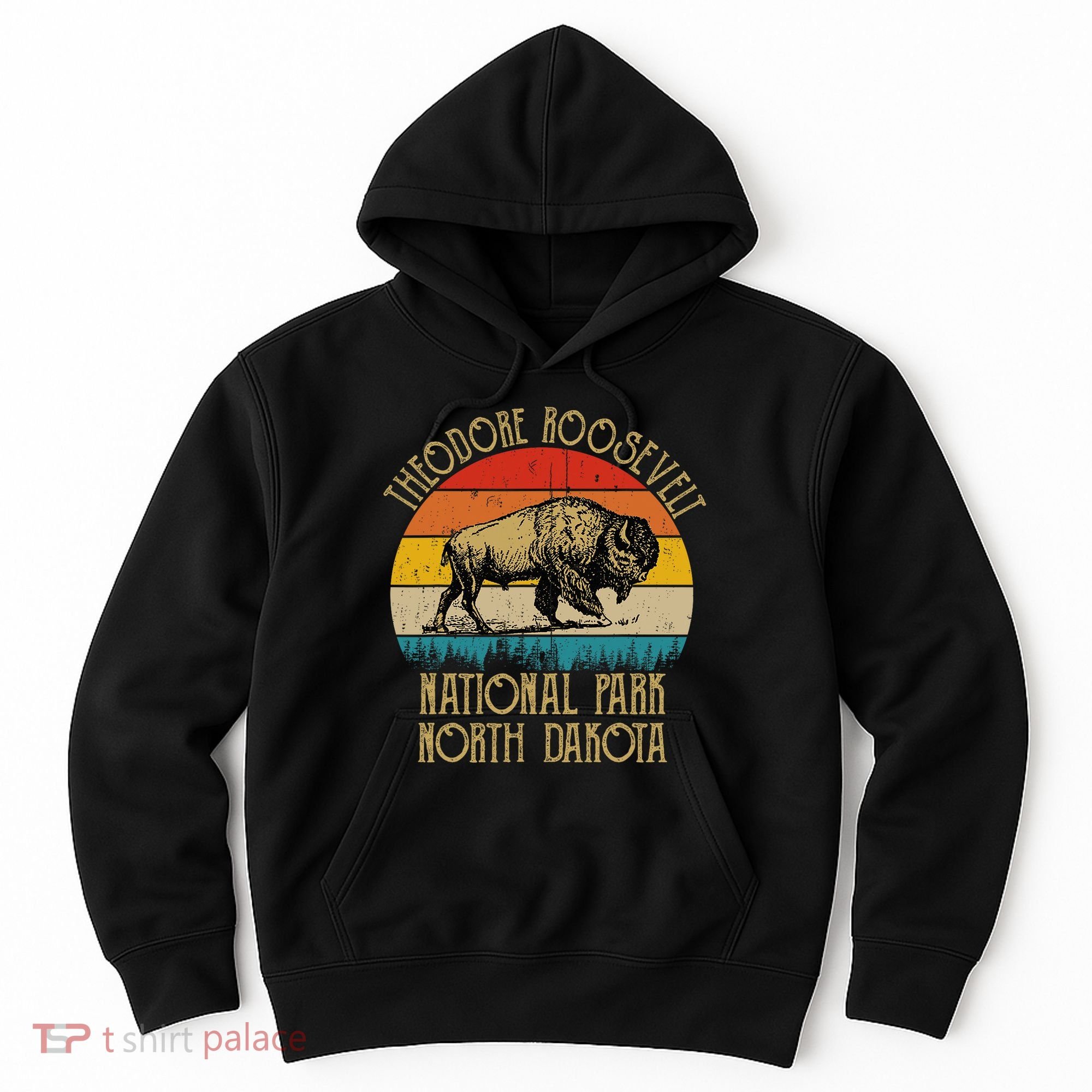 Theodore Roosevelt National Park North Dakota Buffalo Retro Hoodie