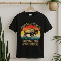 Theodore Roosevelt National Park North Dakota Buffalo Retro T-Shirt thumb 2