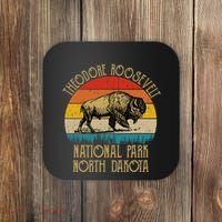 Theodore Roosevelt National Park North Dakota Buffalo Retro Coaster thumb 0