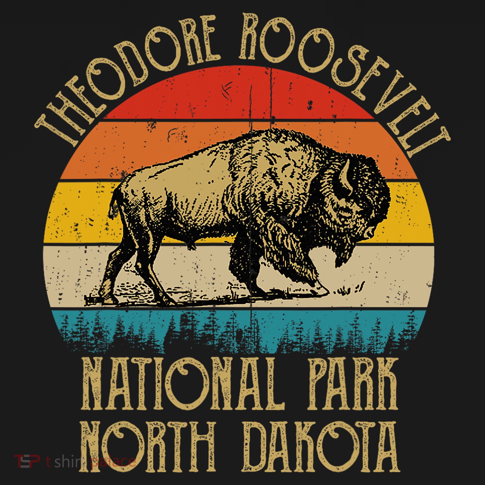Theodore Roosevelt National Park North Dakota Buffalo Retro Coaster