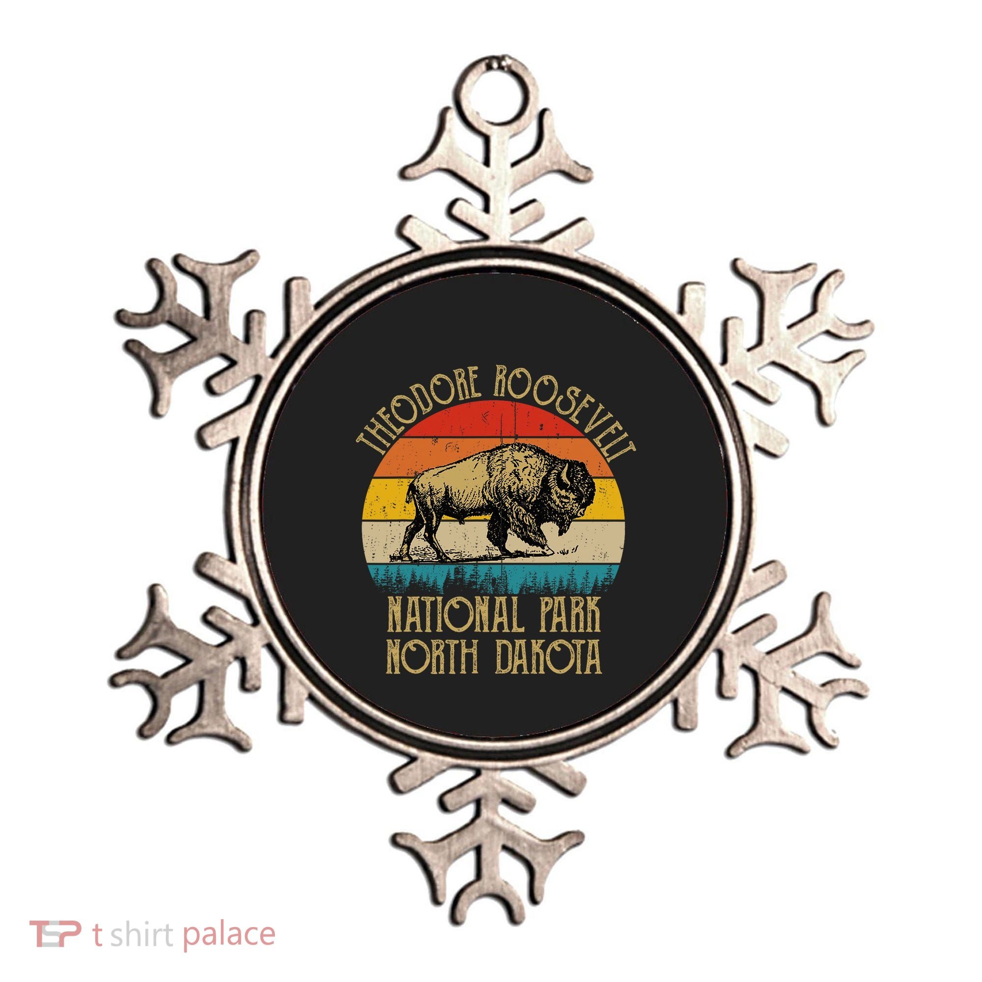 Theodore Roosevelt National Park North Dakota Buffalo Retro Ornament