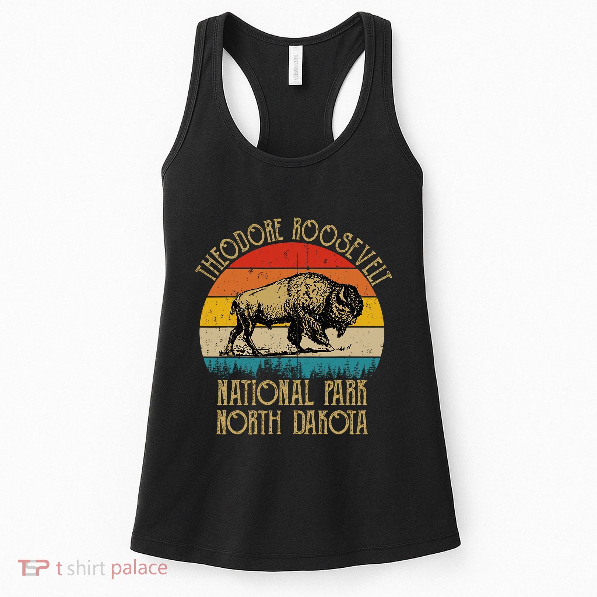 Theodore Roosevelt National Park North Dakota Buffalo Retro Women's Tank Top