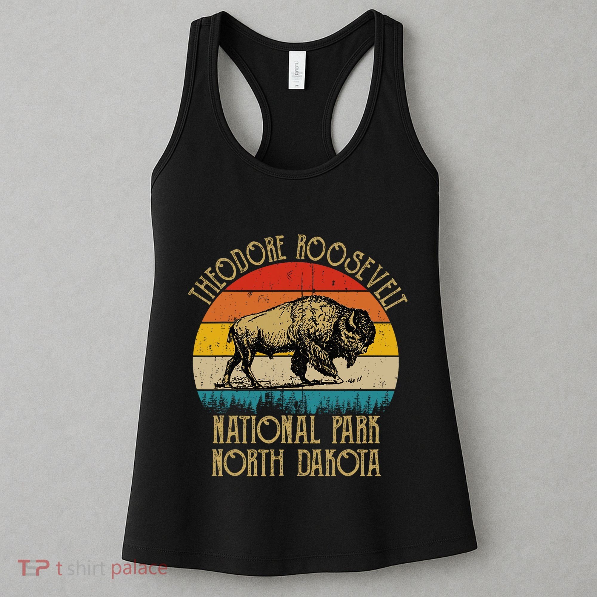 Theodore Roosevelt National Park North Dakota Buffalo Retro Women's Tank Top